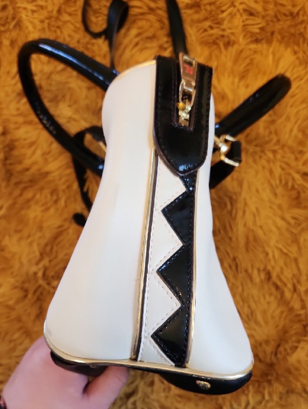 Nicole Lee White Tan Black Multi-Panel Embellished Satchel FINAL PRICE - Picture 5 of 15